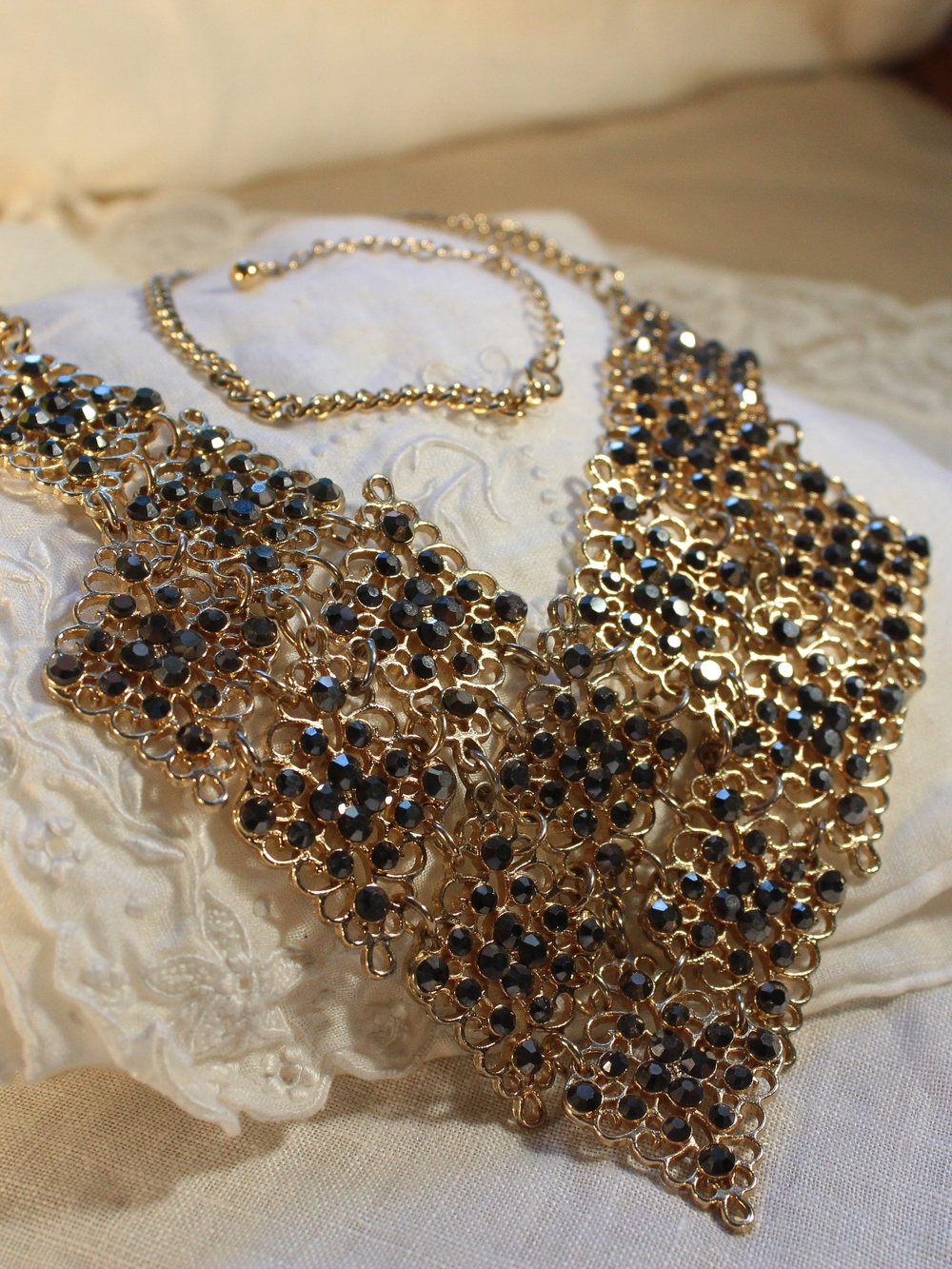 Charming Charlie Gold-Tone Bib Rhinestone Necklace